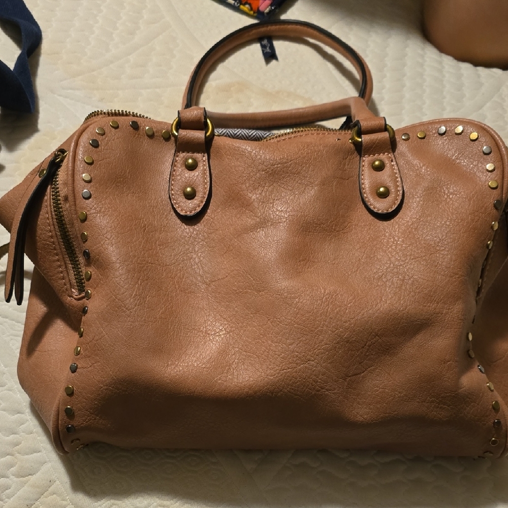 Studded Pink Leather Handbag